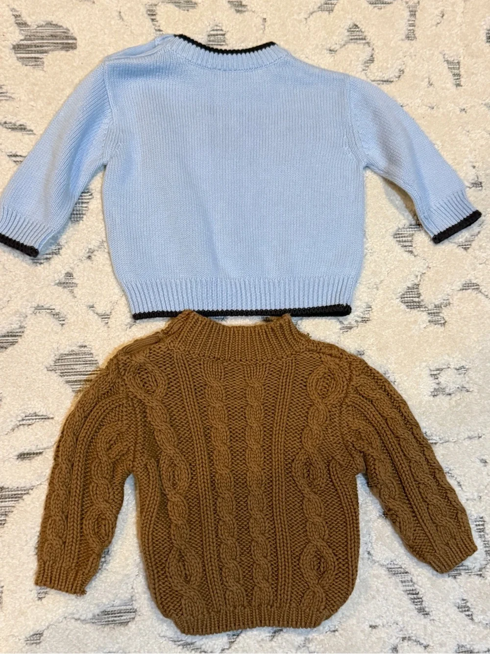 Gymboree lot of 2 baby boy sweaters blue whale brown crane tractor  3-6mos EUC